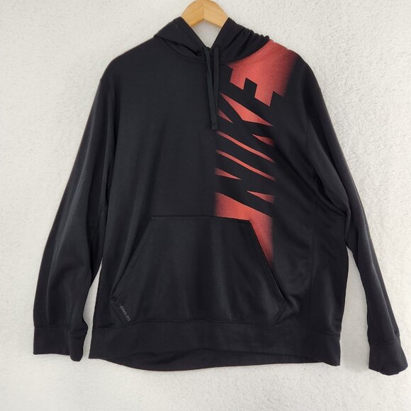Nike Hoodie Black Red ThermaFit Men's XL Hooded Sweatshirt - Picture 1 of 6